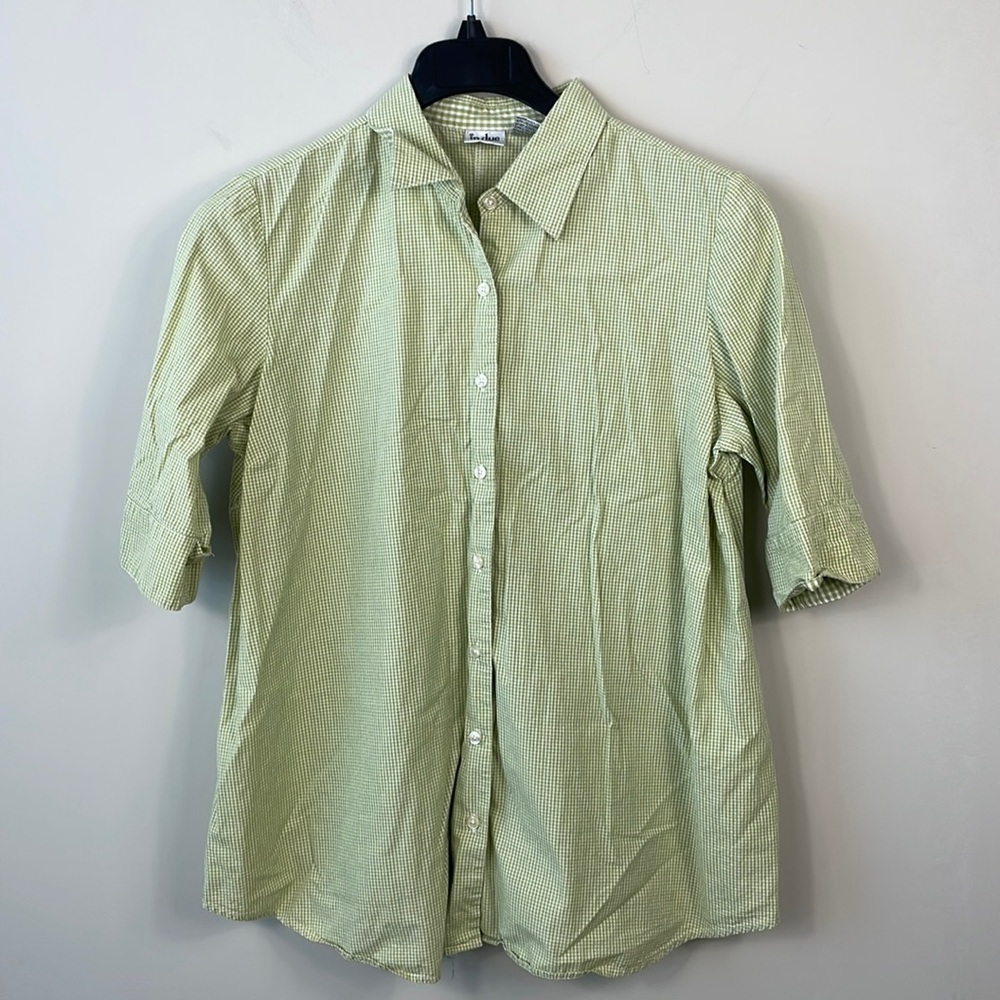 Maternity gingham button down shirt women Sz large